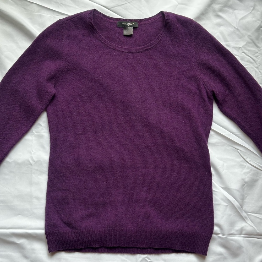 Ann Taylor Purple Cashmere Sweater View 4
